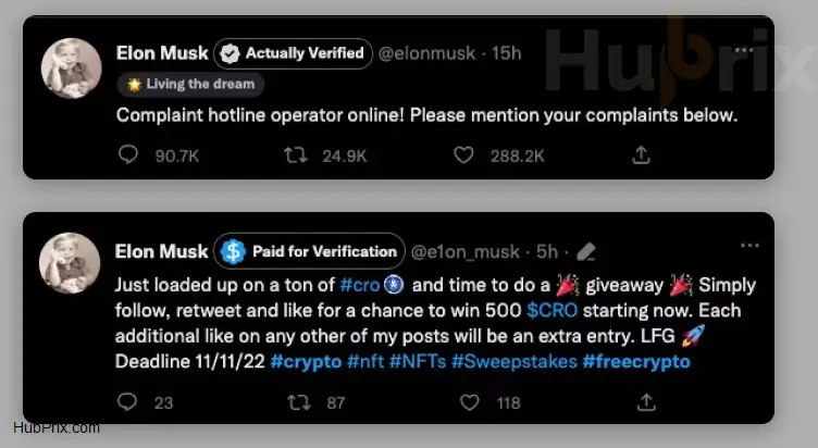 ElonMusk Twitter user Scams