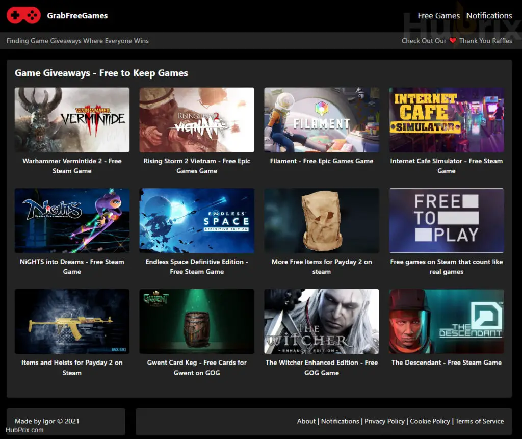 GrabFreeGames Website Overview