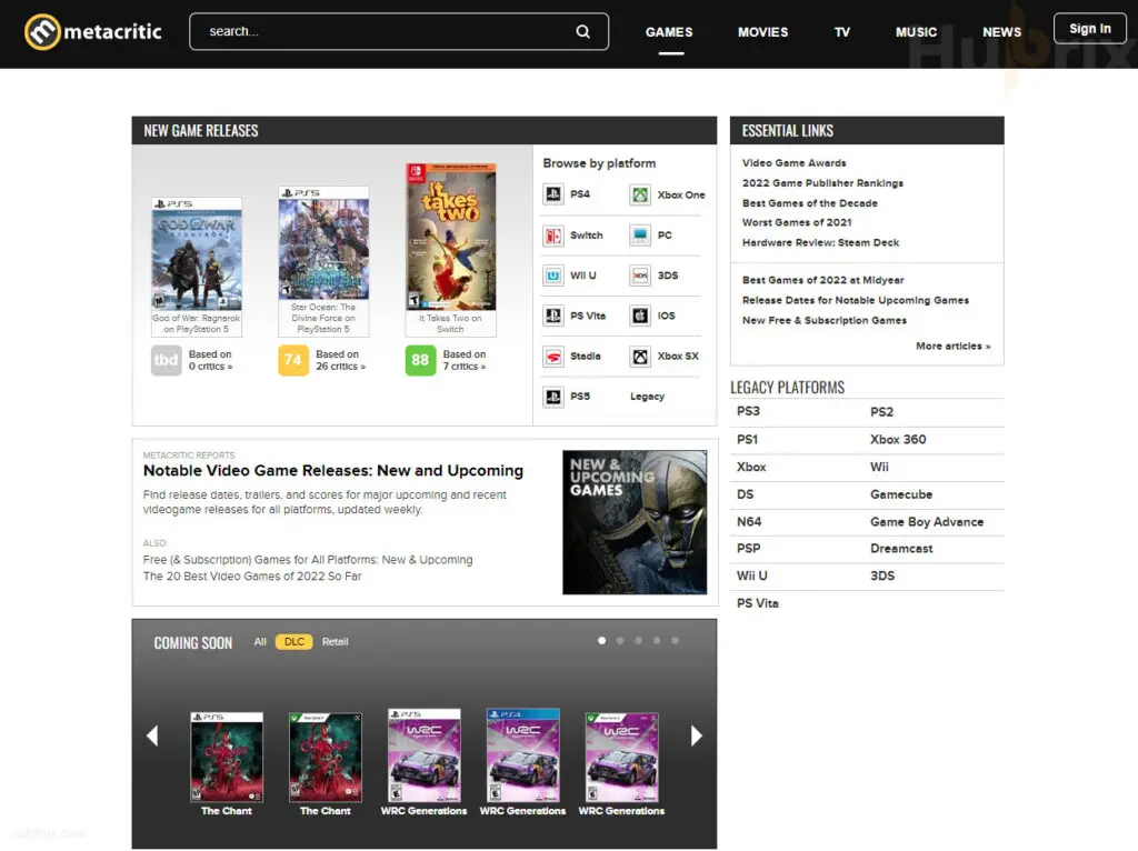 MetaCritic Scoreing GamePage