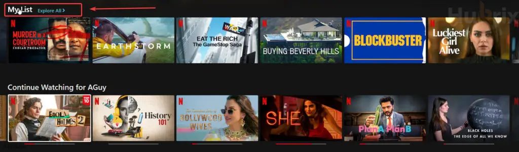 Netflix List Overview Example