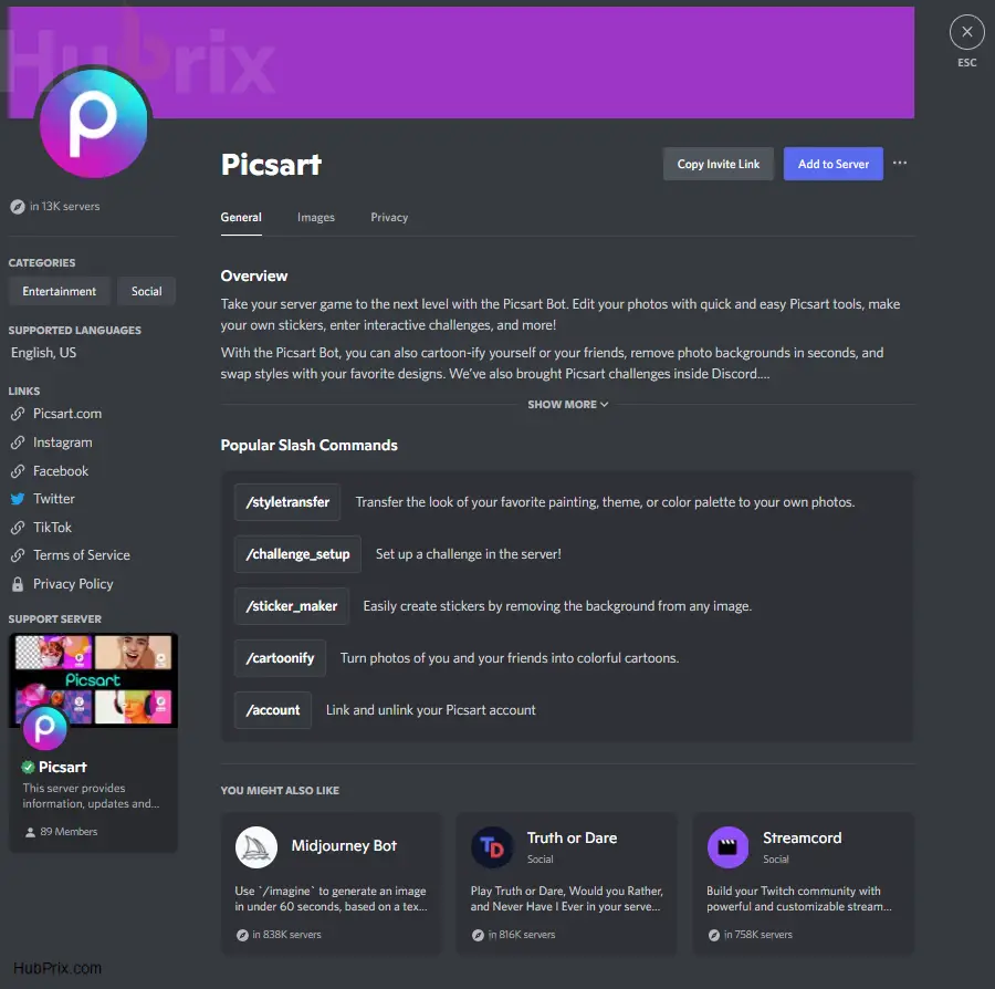 PicsArt Discord Bot AppDirectory