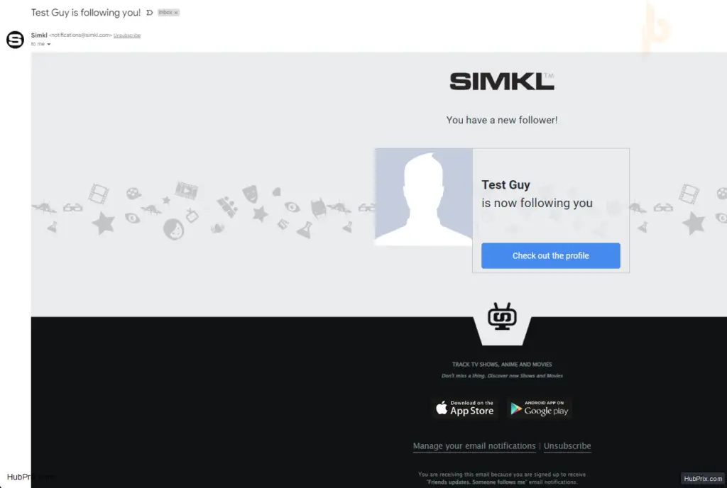 SIMKL Email Notification