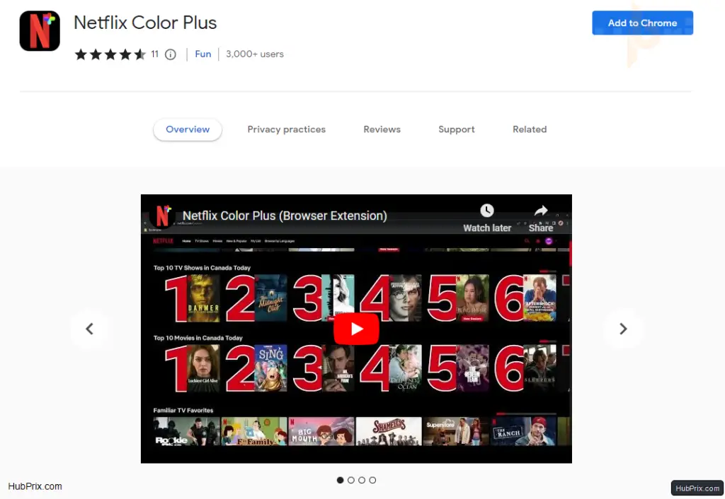 Netflix Color Plus Feature Browser Extension